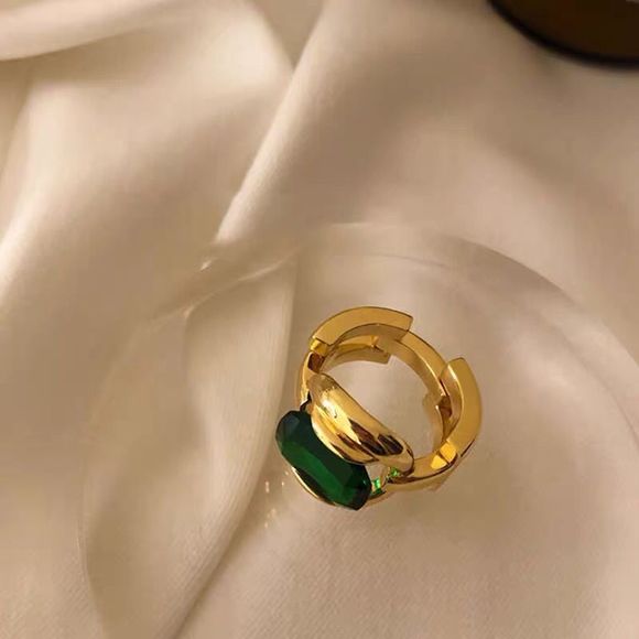 18K Gold Plated Bold Emerald Statement Ring - Picture 7 of 8